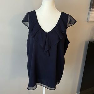 RW&Co Sleeveless Two-Layered Blouse with Translucent Sleeve Detail, Size L